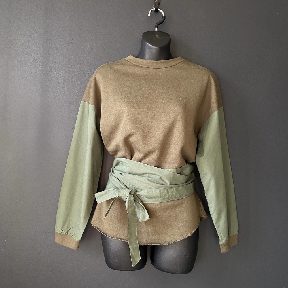 MOUSSY Shash Belt Sweatshirt Army Green Size Small - Picture 2 of 14
